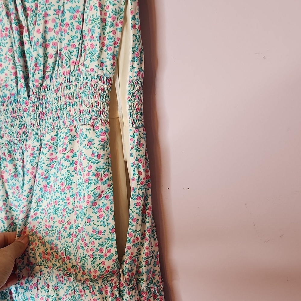 J. CREW Puff Sleeve Ditsy Tiered Midi Ruffle Floral Dress, size 6 - Picture 6 of 14